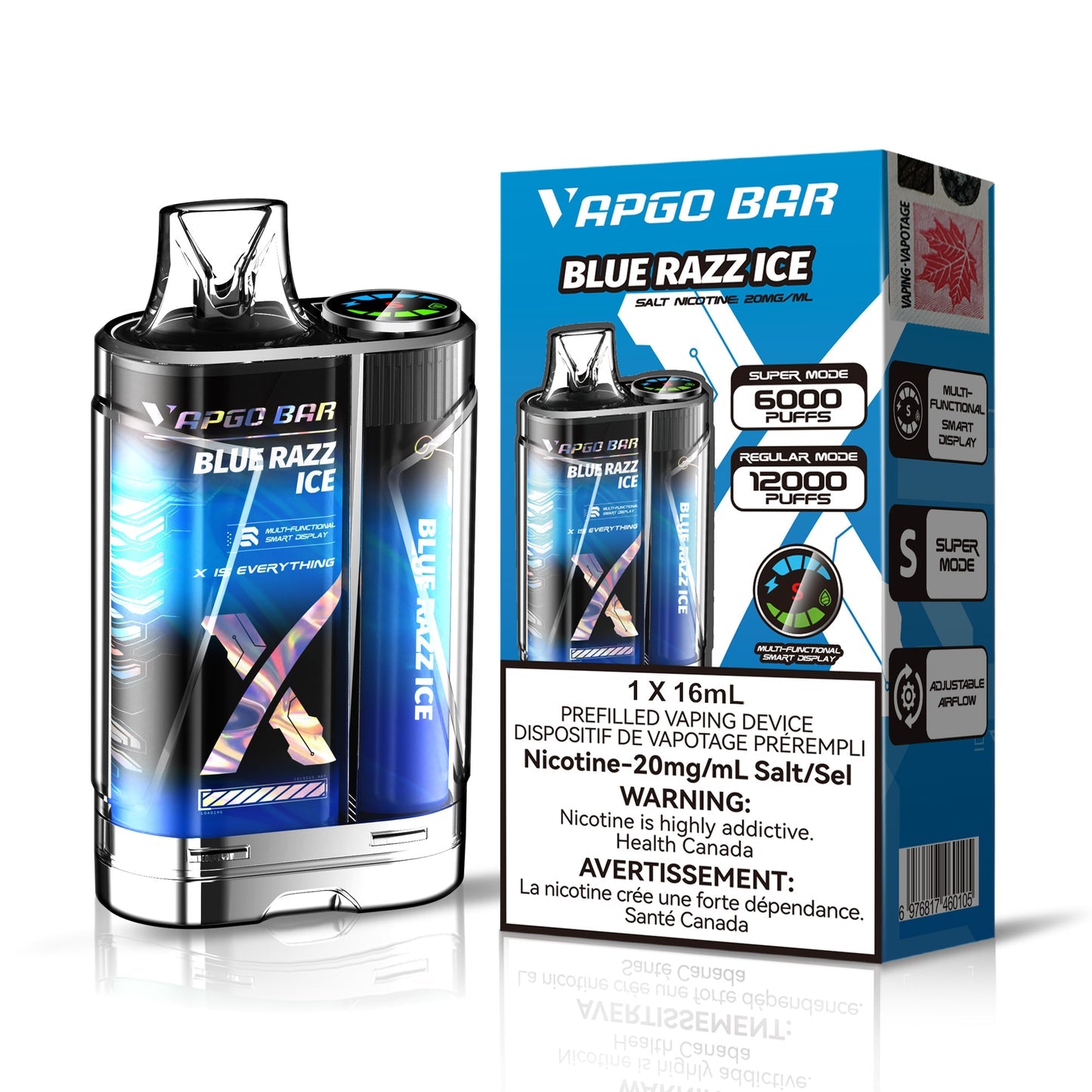 Vapgo bar 12K Blue Razz Ice 20mg/mL disposable