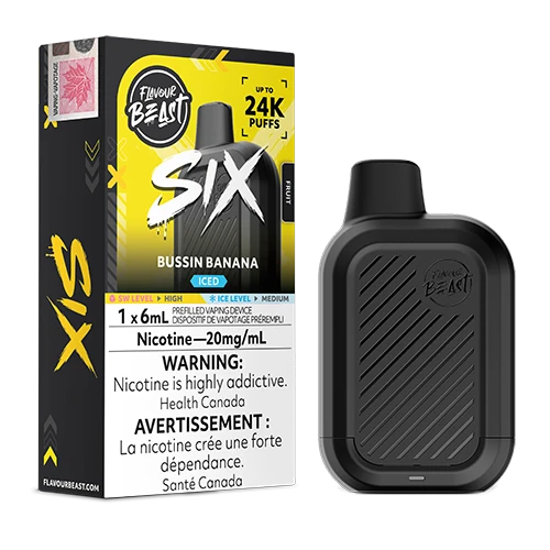Flavour Beast SIX 24k Bussin Banana Iced 20mg/ml Disposable (Provincial)