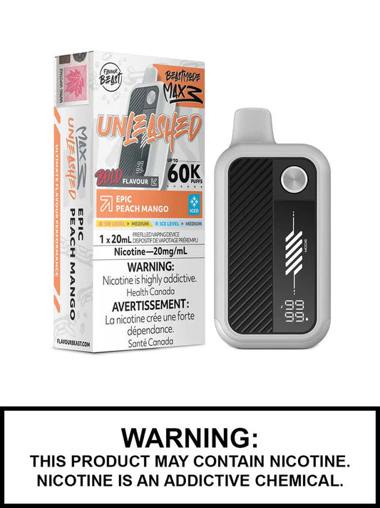 Flavour Beast Mode Max 3 60K Unleashed Epic Peach Mango Iced 20mg/mL  Disposable (Provincial)