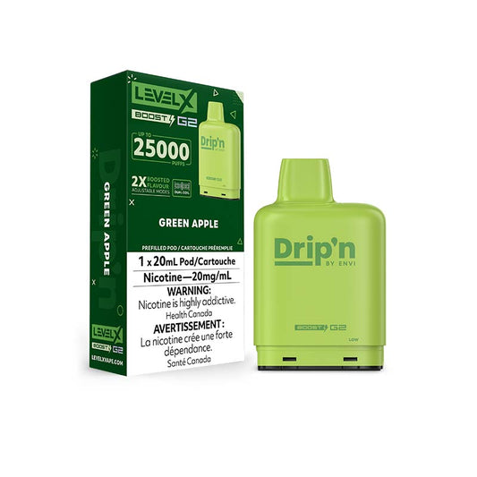 Drip’n LevelX Boost G2 pod Green Apple 20mg/mL (provincial)