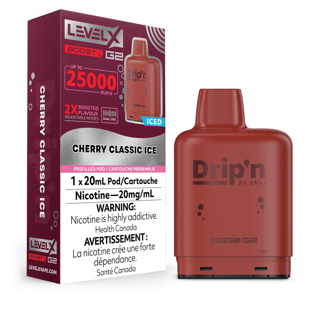 Drip’n LevelX Boost G2 pod Cherry Classic Ice 20mg/mL (provincial)