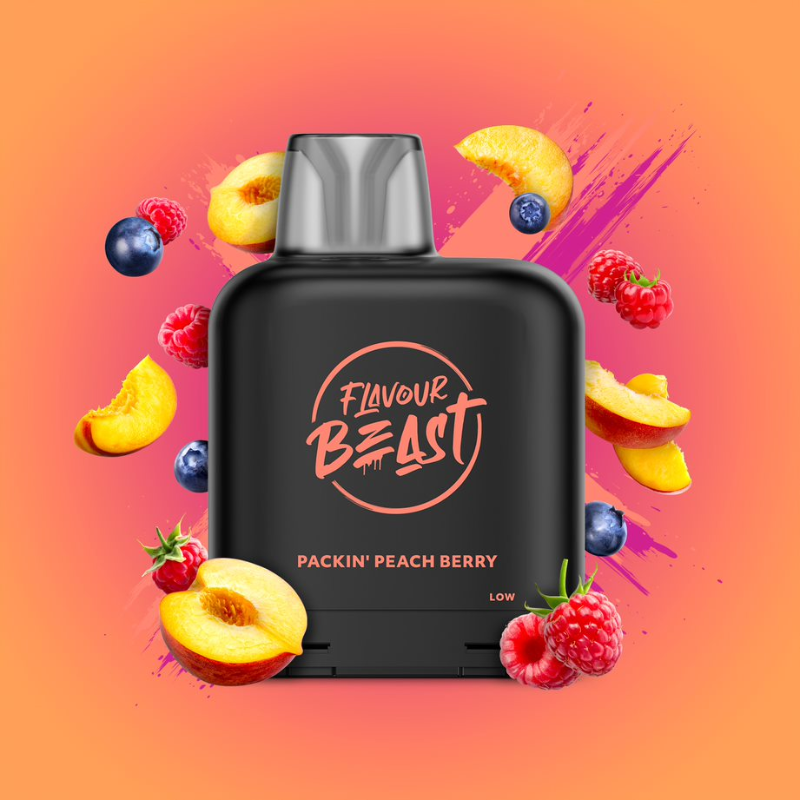 Flavour beast levelX boost pod 15K/25k Packin’ Peach Berry iced 20mg/mL