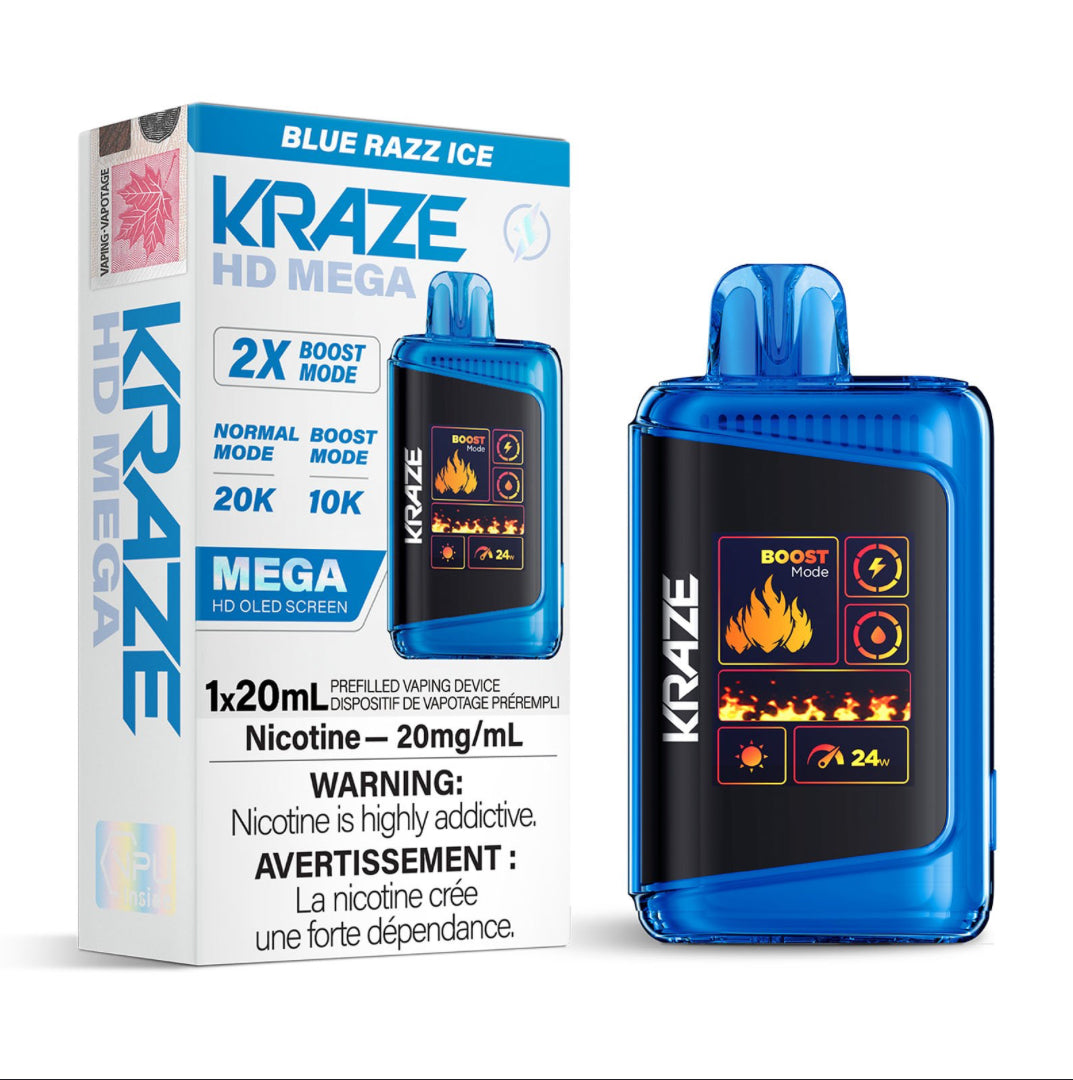 Kraze Hd Mega Blue Razz Ice 20mg/ml (provincial)