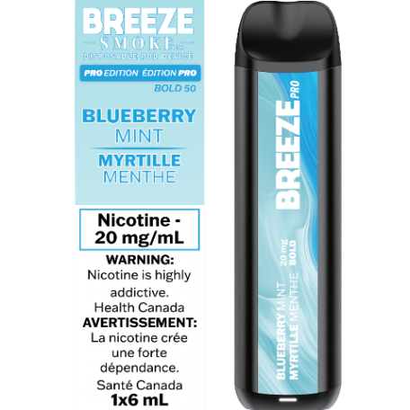 Breeze pro 2000 Synthetic 50  Blueberry Mint 20mg/mL disposable (provincial)