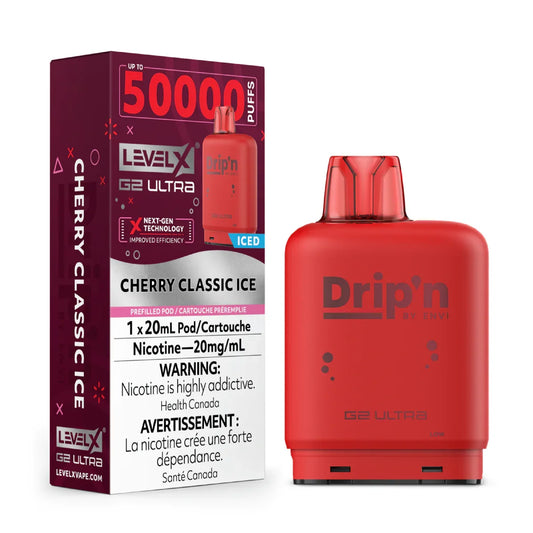 Drip'n Level X G2 Ultra Cherry Classic Ice 50k Puffs Pod 20mg/mL (Provincial)