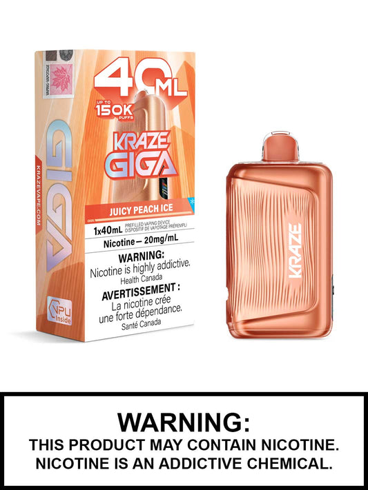 Kraze Giga Juicy Peach Ice 150K Puff 20mg/40mL Disposable (Provincial)