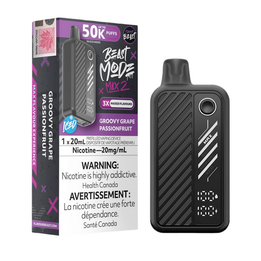 Flavour beast Mode Max2 50k Groovy Grape Passionfruit Ice 20mg/mL Disposable (Provincial)