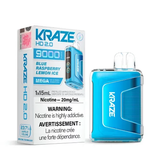 Kraze 2.0 9000 Blue Raspberry Lemon Ice 20mg/mL disposable