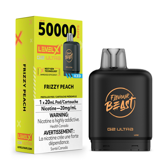 Flavour Beast Level X G2 Ultra Frizzy Peach Iced 50k Puffs Pod (Provincial)