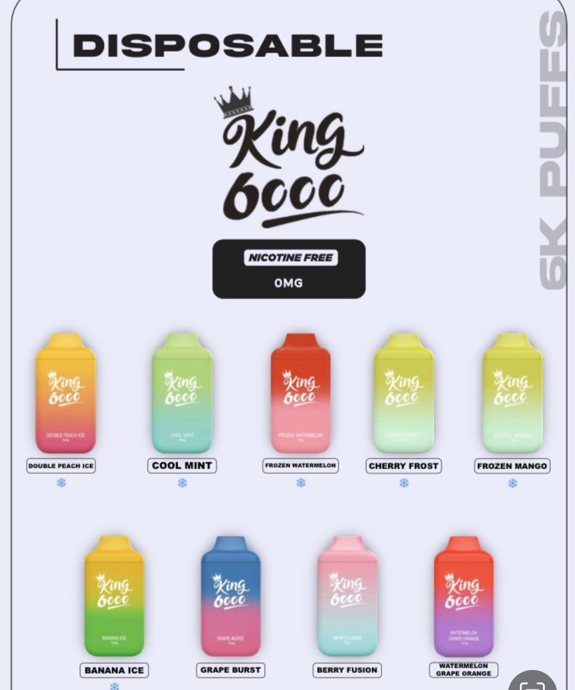 King 6000 Cool Mint 0mg/ml Disposable (Provincial)