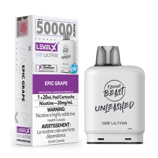 Flavour Beast Unleashed Level X G2 Ultra pod 50k Epic Grape Iced 20mg/mL (Provincial)