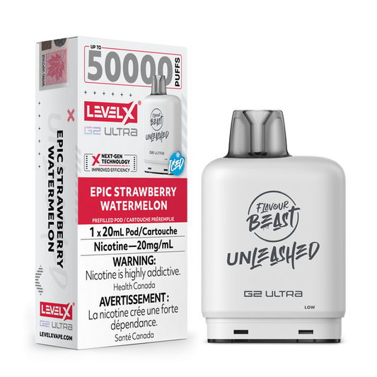 Flavour Beast Unleashed Level X G2 Ultra pod 50k Epic Strawberry Watermelon Iced 20mg/mL (Provincial)