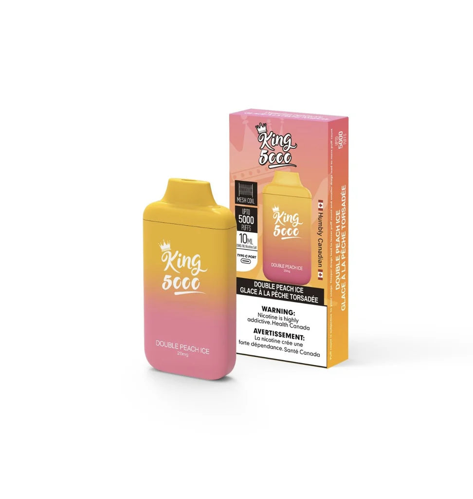 King Vape 6000 Zero Bar Double Peach Ice 0mg/ml Disposable (Provincial)