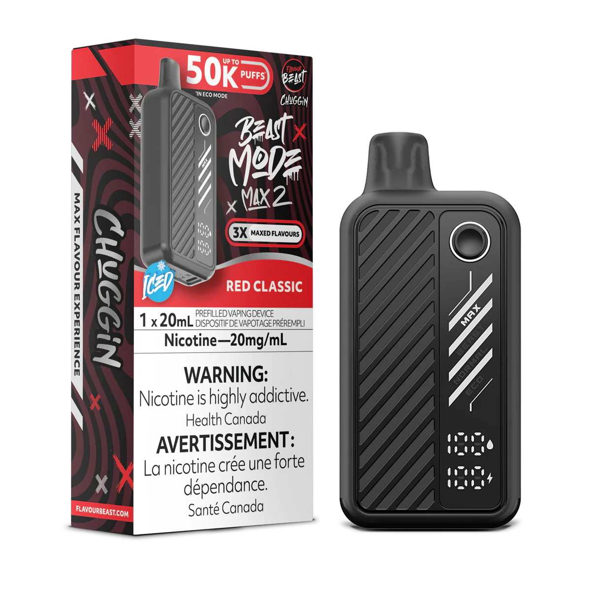 Flavour beast Mode Max2 50k Red Classic Ice 20mg/mL Disposable (Provincial)