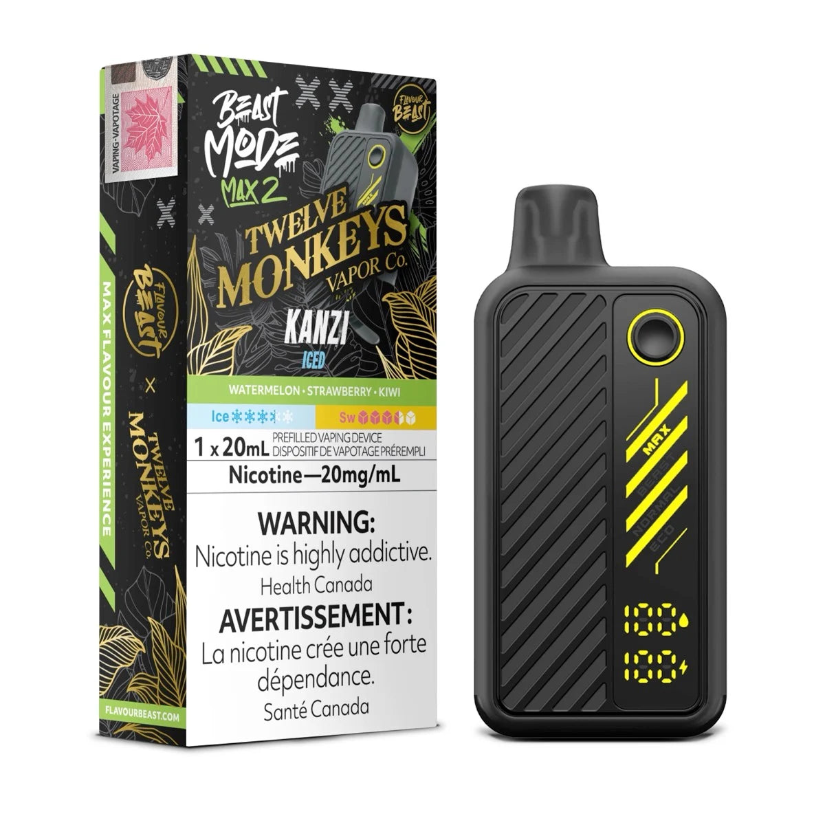 Flavour Beast Max 2 Twelve Monkeys 50k Kanzi Iced 20mg/mL disposable (Provincial)