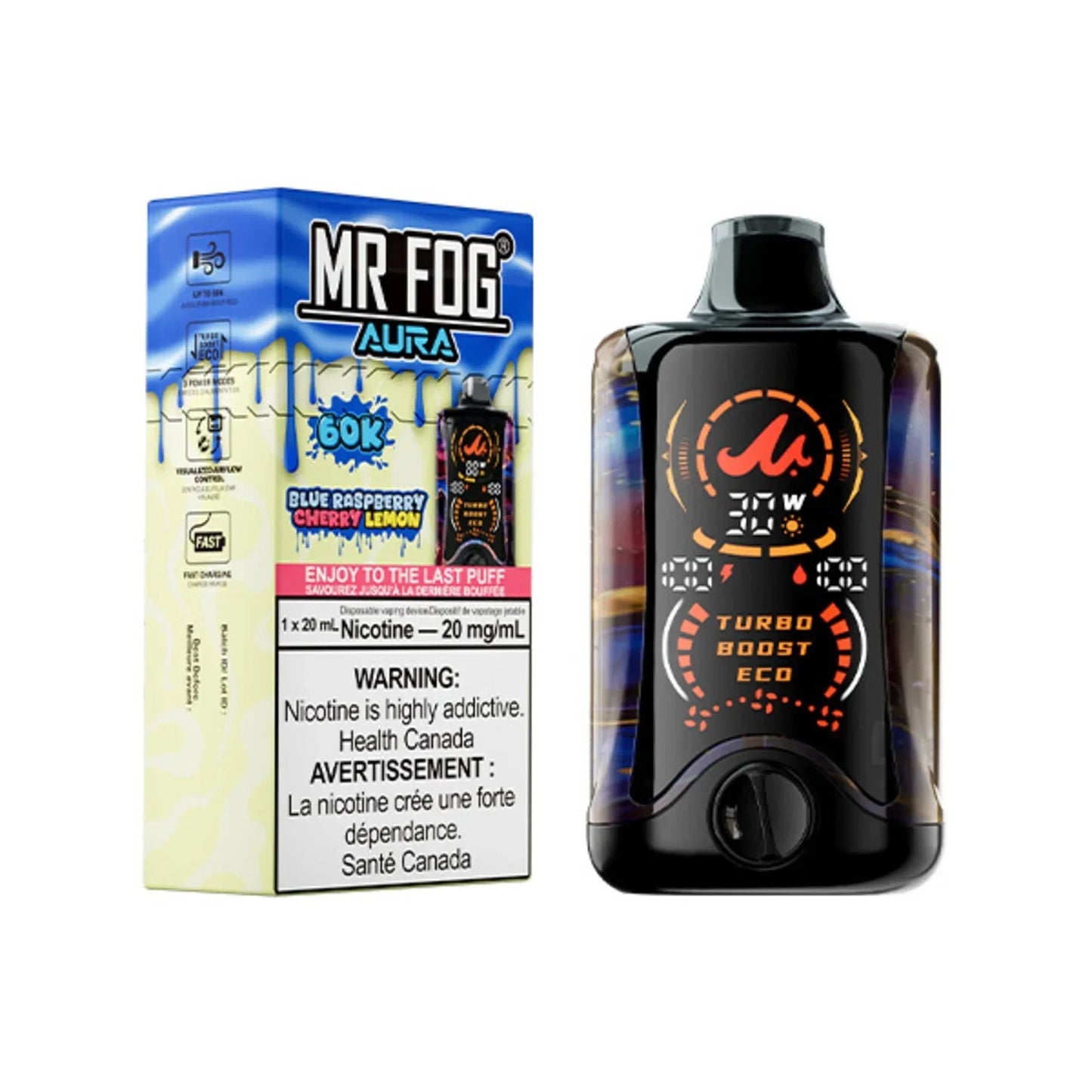 Mr Fog Aura Blue Raspberry Cherry Lemon 60k 20mg/ml