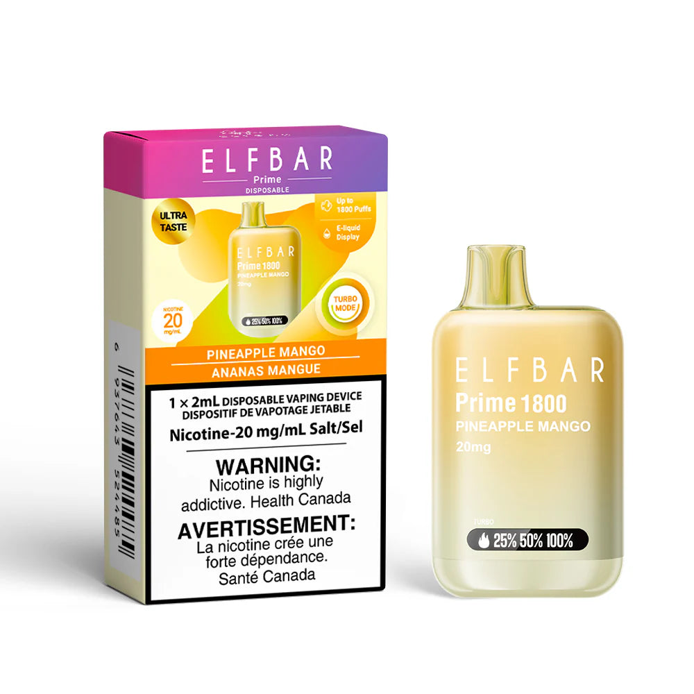 ELF BAR Prime 1800 Pineapple Mango 20mg Disposable (Provincial)