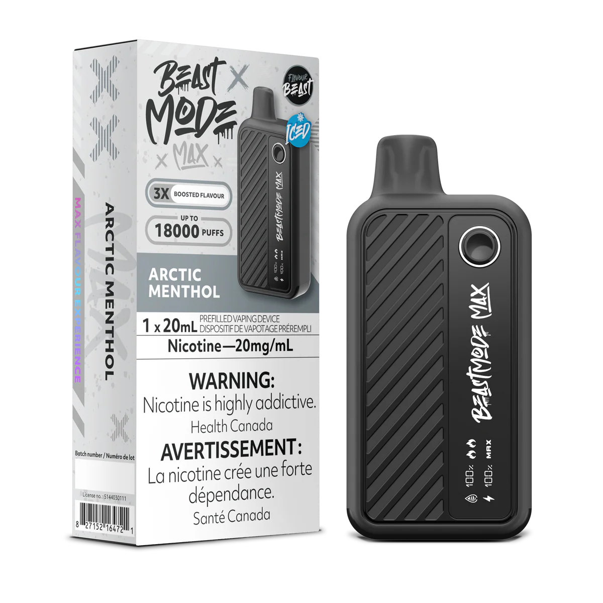Flavour beast Mode Max 18k Arctic Menthol Ice 20mg/mL Disposable (provincial)