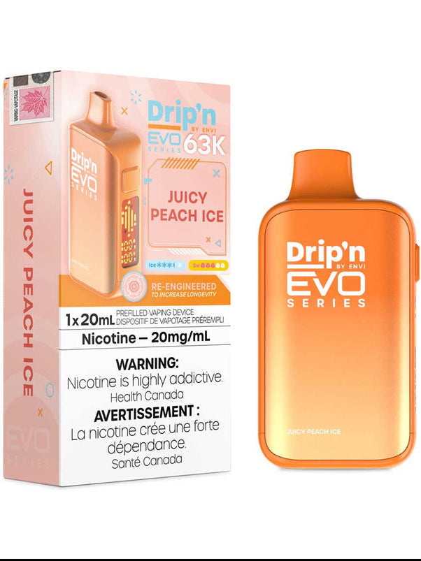 Drip’n by Envi EVO 63k Disposable - Juicy Peach Ice 20mg/mL disposable (Provincial)