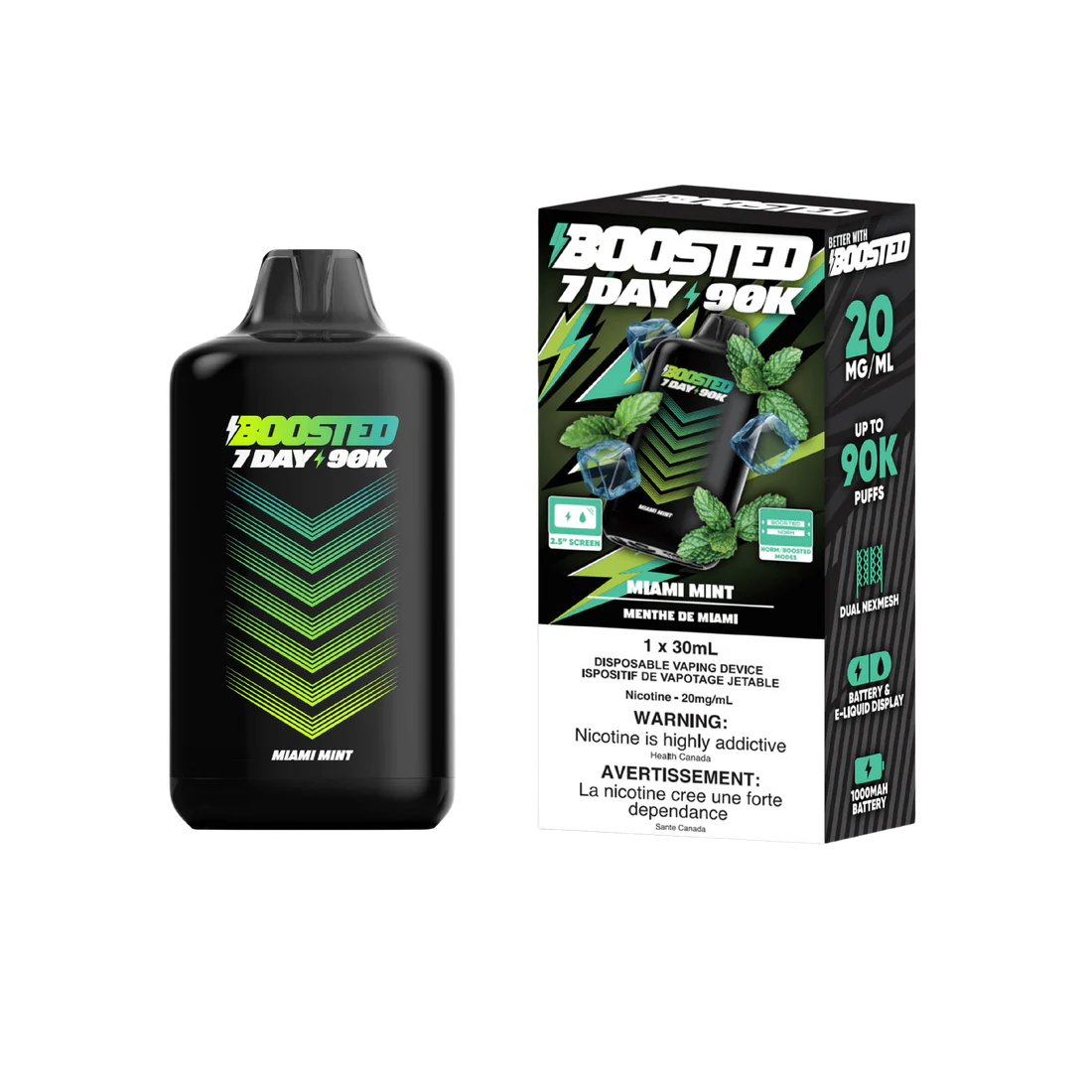 Boosted 7day 90k Miami Mint 20mg/mL disposable (Provincial)