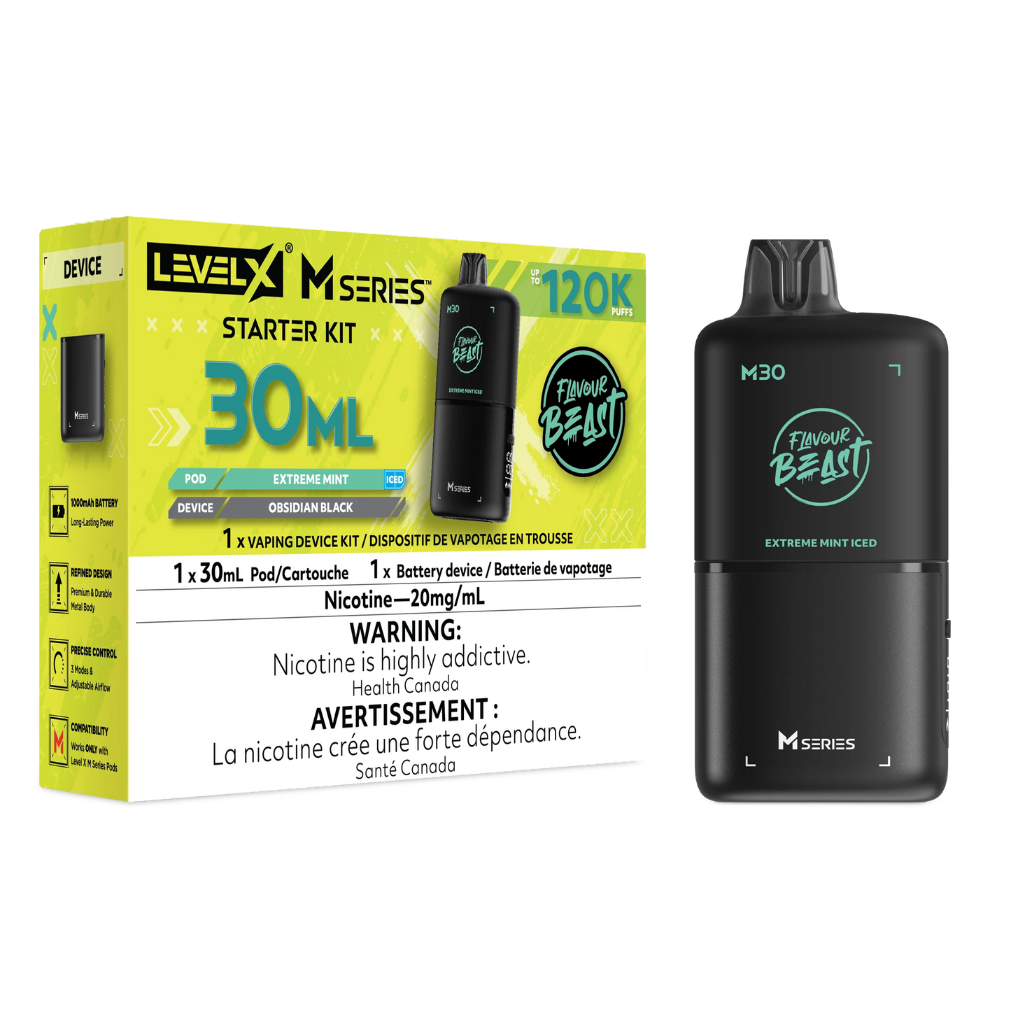 Level X M series Starter Kit - Extreme mint iced 120k - 20 mg/30ml