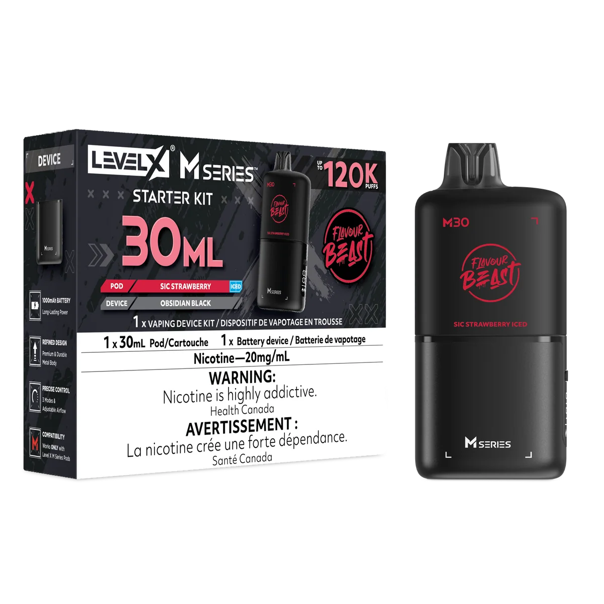 Level X M series Starter Kit - sic strawberry iced 120k - 20 mg/30ml