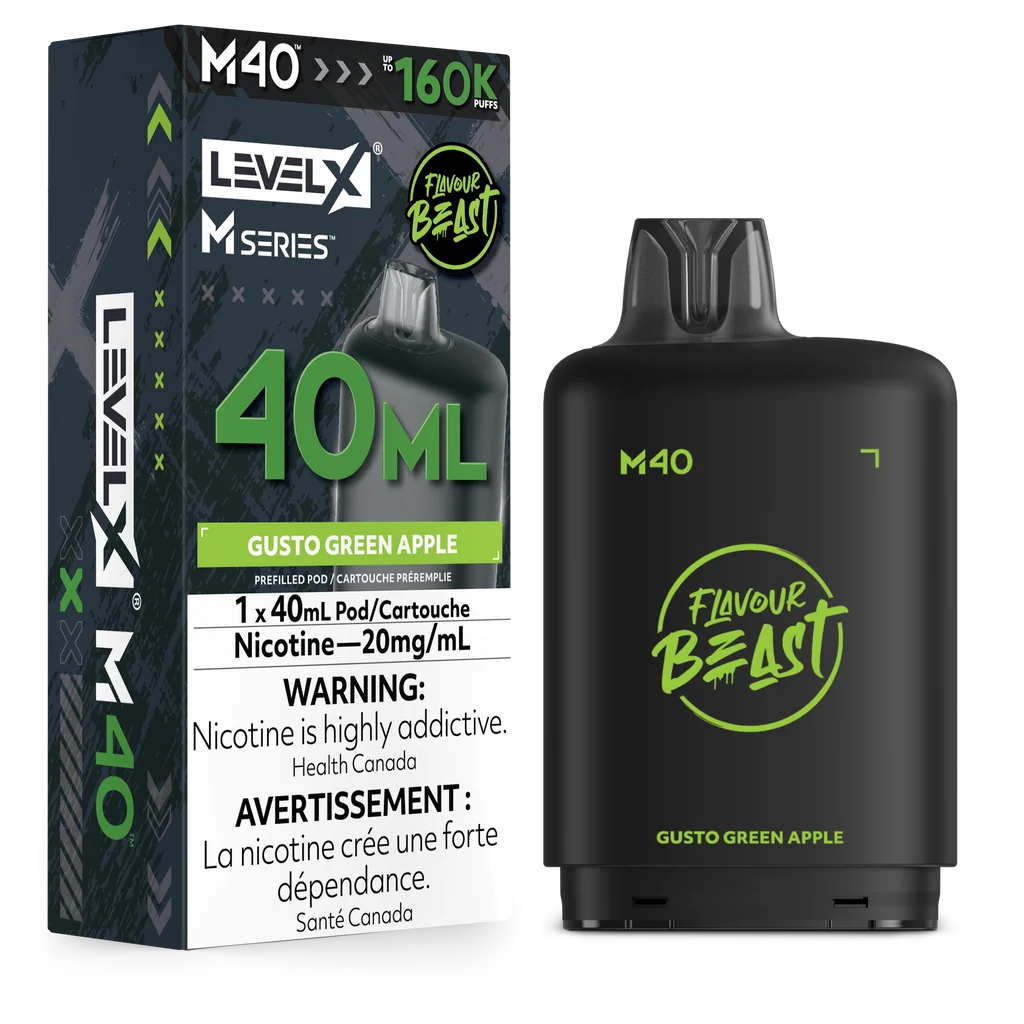 Flavour Beast Level X M series Pod Gusto Green Apple 160k 20 mg/40ml(provincial)
