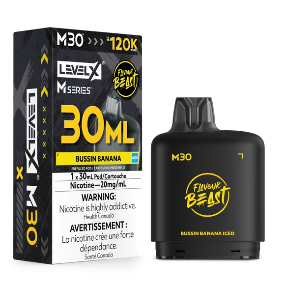 Flavour Beast Level X M series Pod Bussin Banana Iced 120k 20 mg/30ml(provincial)
