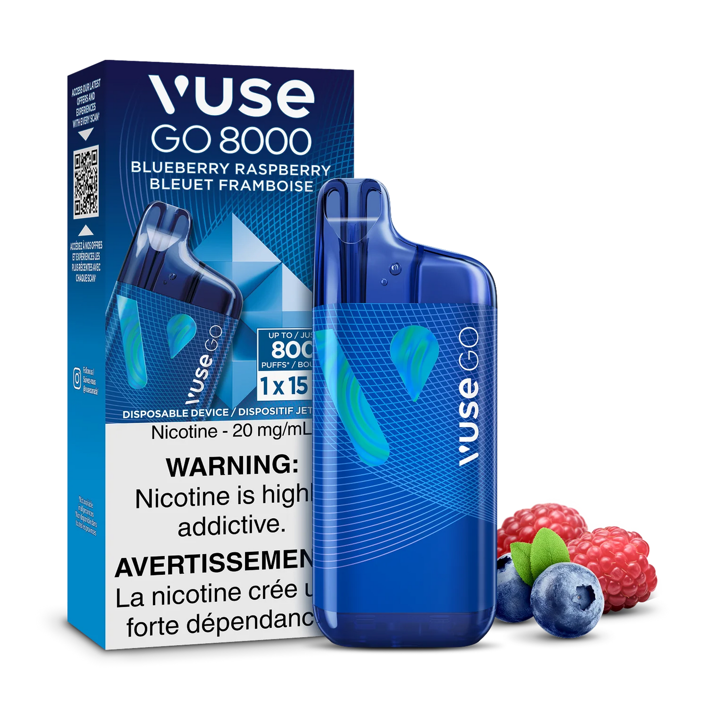 Vuse Go 8000 Blueberry Raspberry 20mg/mL Disposable ( Provincial)