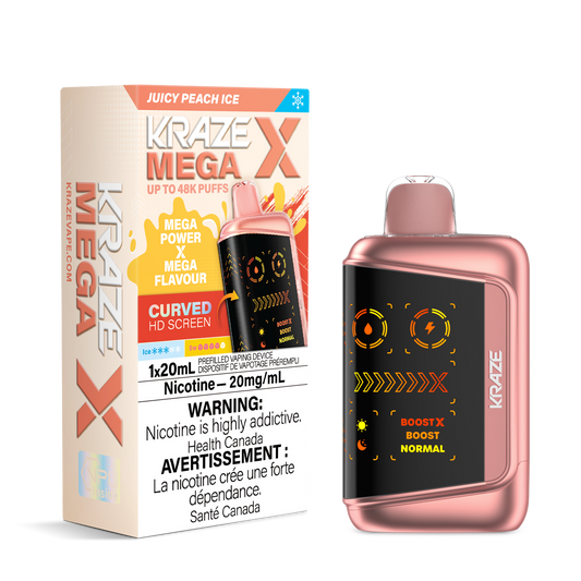 Kraze Mega X 48K Juicy Peach Ice 20 mg/mL disposable (Provincial)