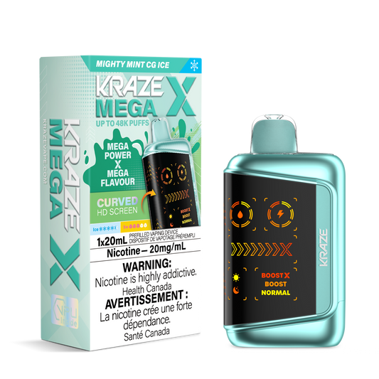 Kraze Mega X 48K Mighty Mint CG Ice 20 mg/mL disposable (Provincial)
