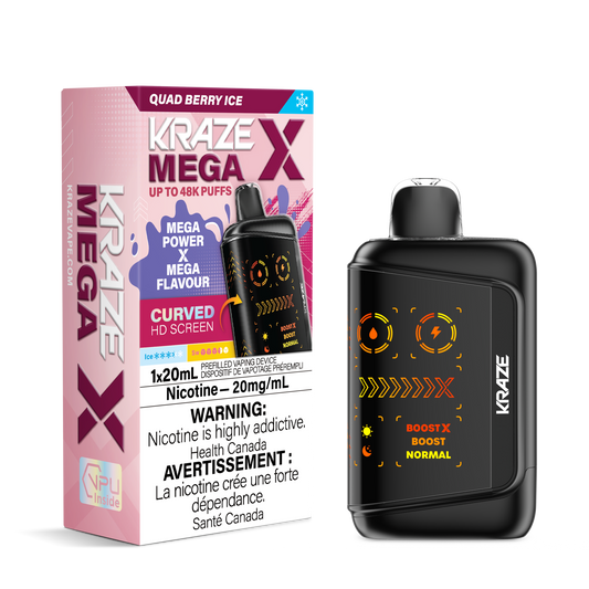 Kraze Mega X 48K Quad Berry Ice 20 mg/mL disposable (Provincial)