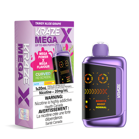Kraze Mega X 48K Tangy Aloe Grape Ice 20 mg/mL disposable (Provincial)