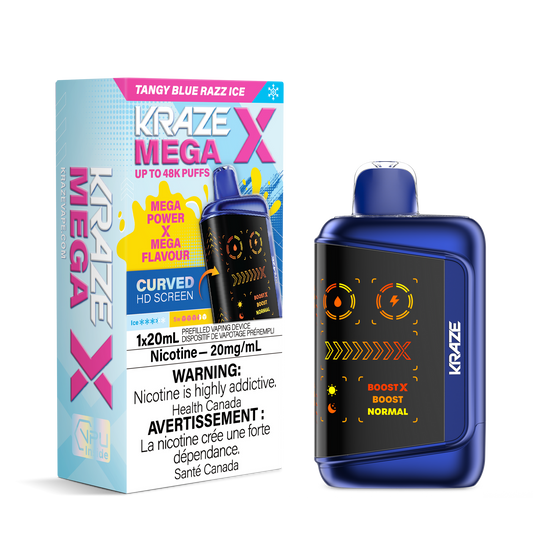Kraze Mega X 48K Tangy Blue Razz Ice 20 mg/mL disposable (Provincial)