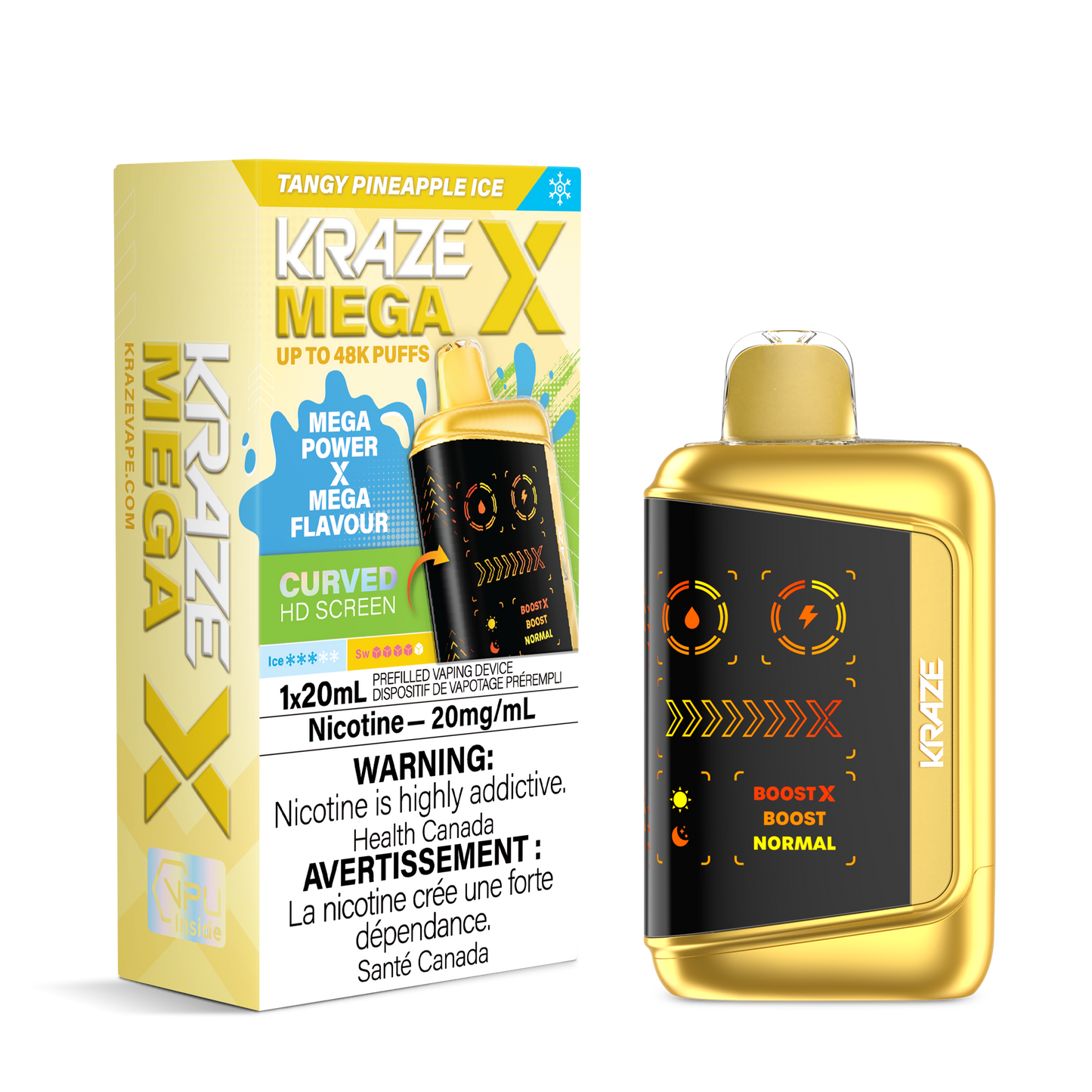 Kraze Mega X 48K Tangy Pineapple Ice 20 mg/mL disposable (Provincial)