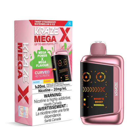 Kraze Mega X 48K Tangy Strawberry Watermelon G Ice 20 mg/mL disposable (Provincial)