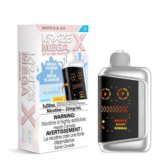 Kraze Mega X 48K White G.B Ice 20 mg/mL disposable (Provincial)