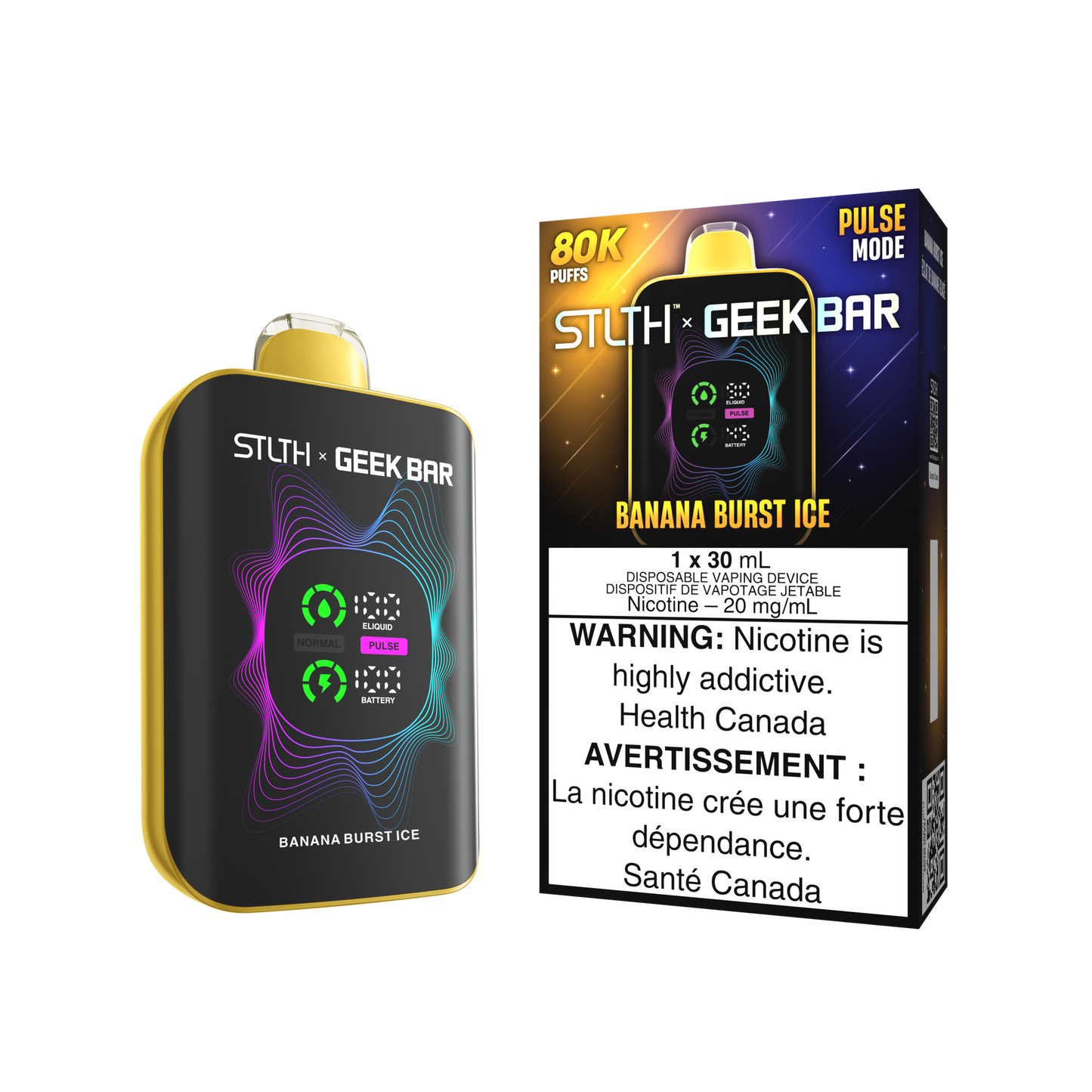 Stlth X Geek Bar 80k Banana Burst Ice Disposable 20mg/mL (Provincial)