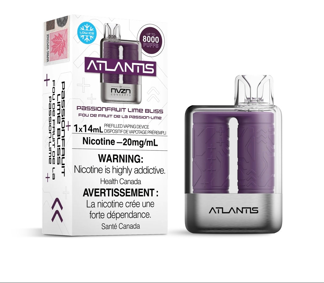 Atlantis By NZVN 8000 Passionfruit lime bliss 20mg/mL disposable