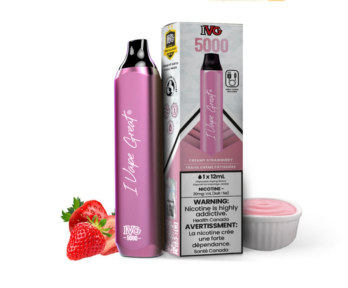 Ivg 5000 creamy Strawberry(Strawberrilicious) 20mg/mL disposable