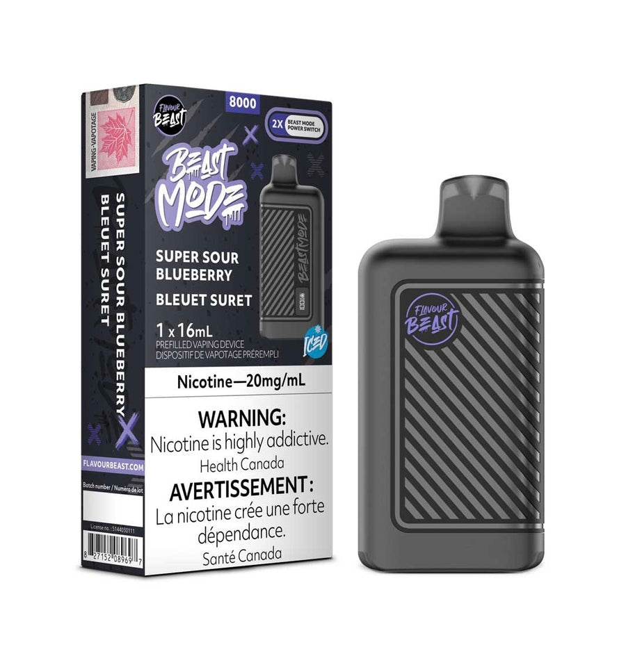 Flavour Beast Mode 8K Super Sour Blueberry Iced 20mg/mL Disposable (provincial)