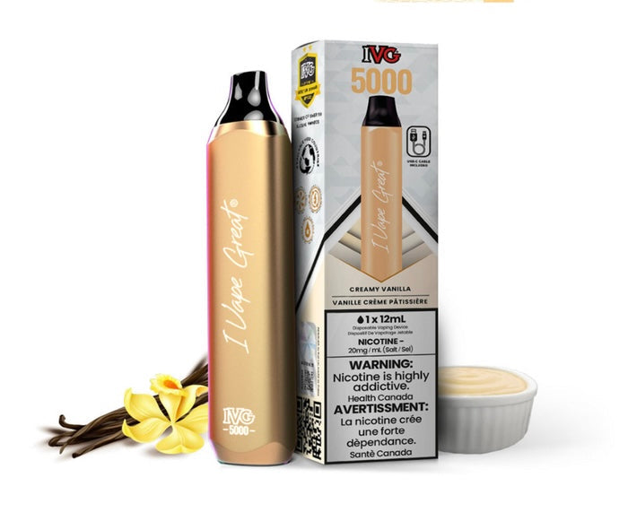 IVG 5000 Creamy Vanilla(Great White) 20 mg/mL disposable