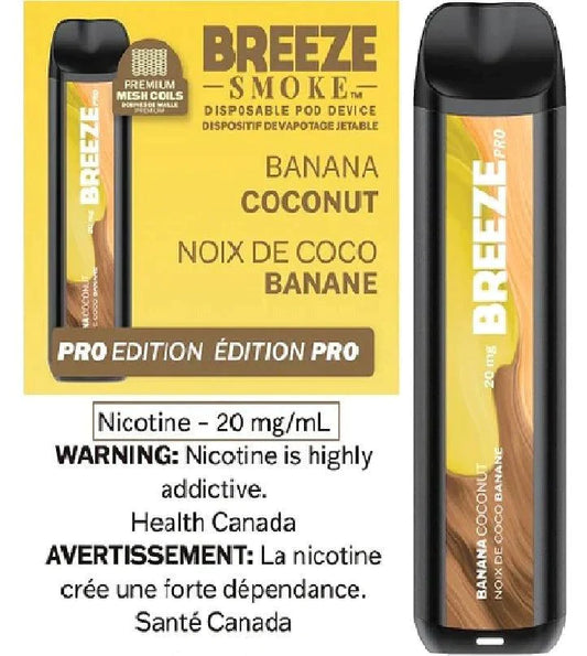 Breeze Pro Synthetic 50 2000 Banana Coconut 20mg/mL disposable