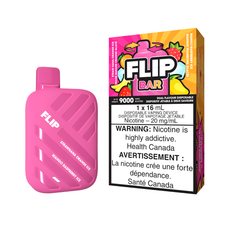 Flip bar 9000 Straw Nana Orange Ice + Mango Raspberry Ice 20mg/mL disposable