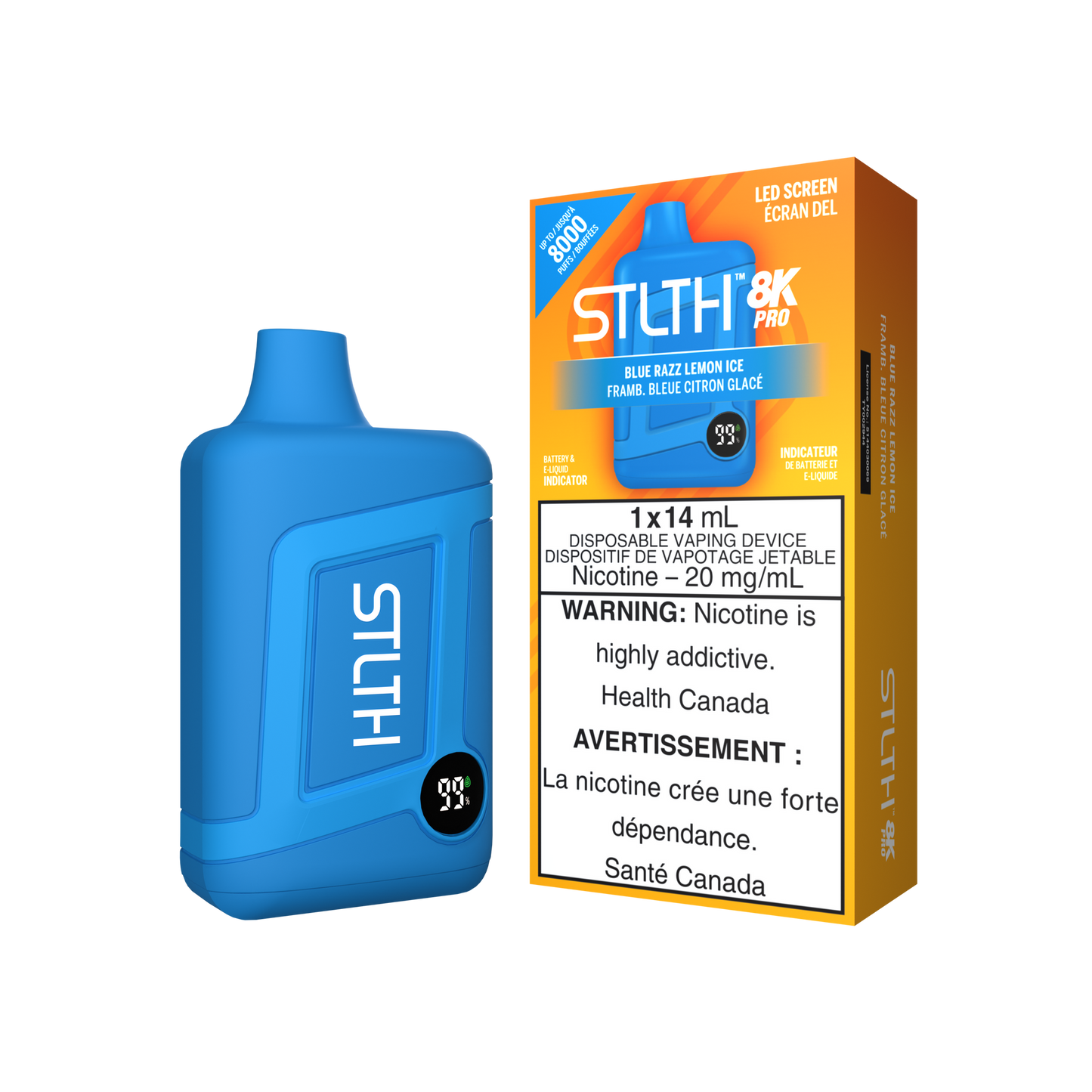 Stlth 8kPro Blue Razz Lemon Ice 20mg/mL disposable (Provincial)