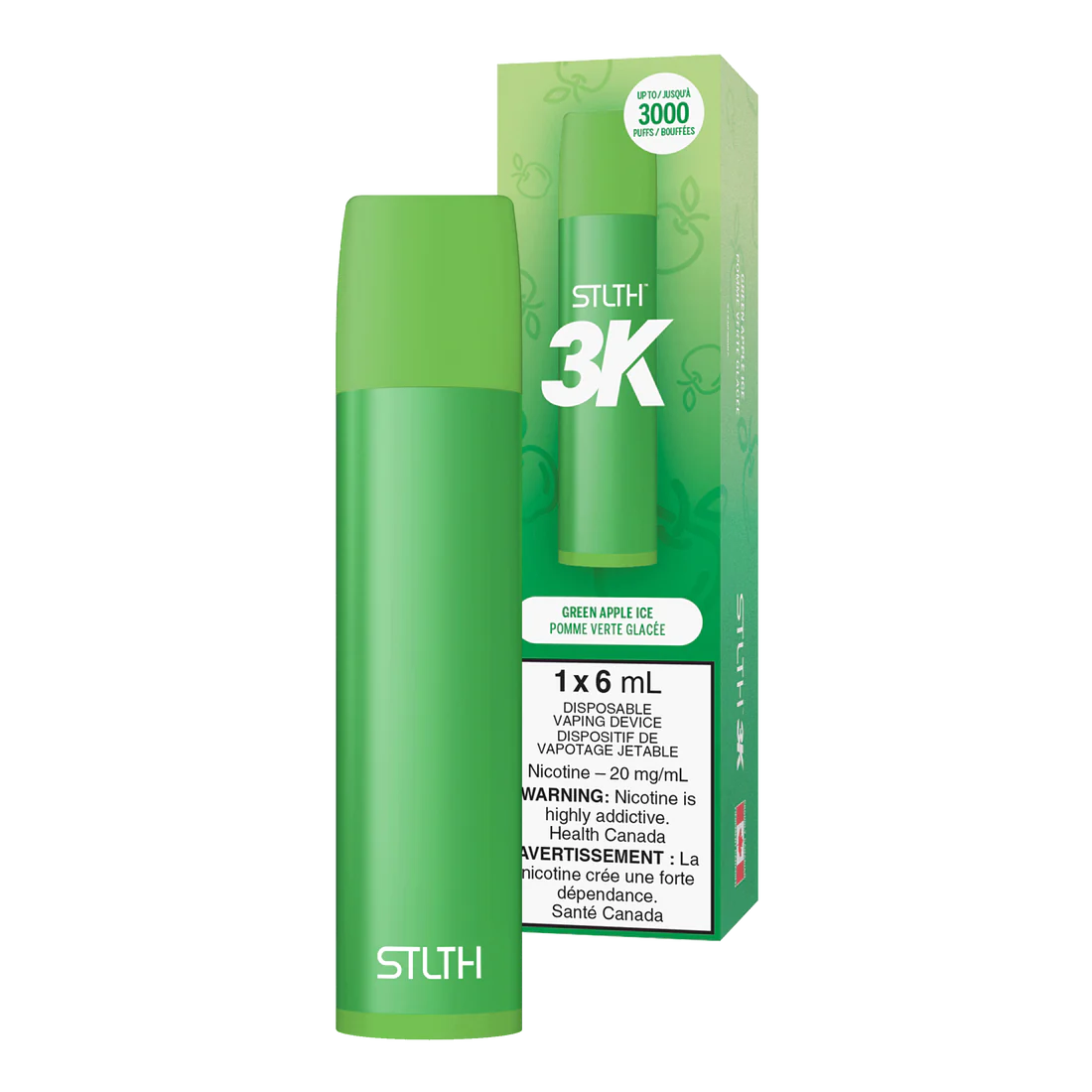 Stlth 3k Green Apple Ice 20mg/mL disposable