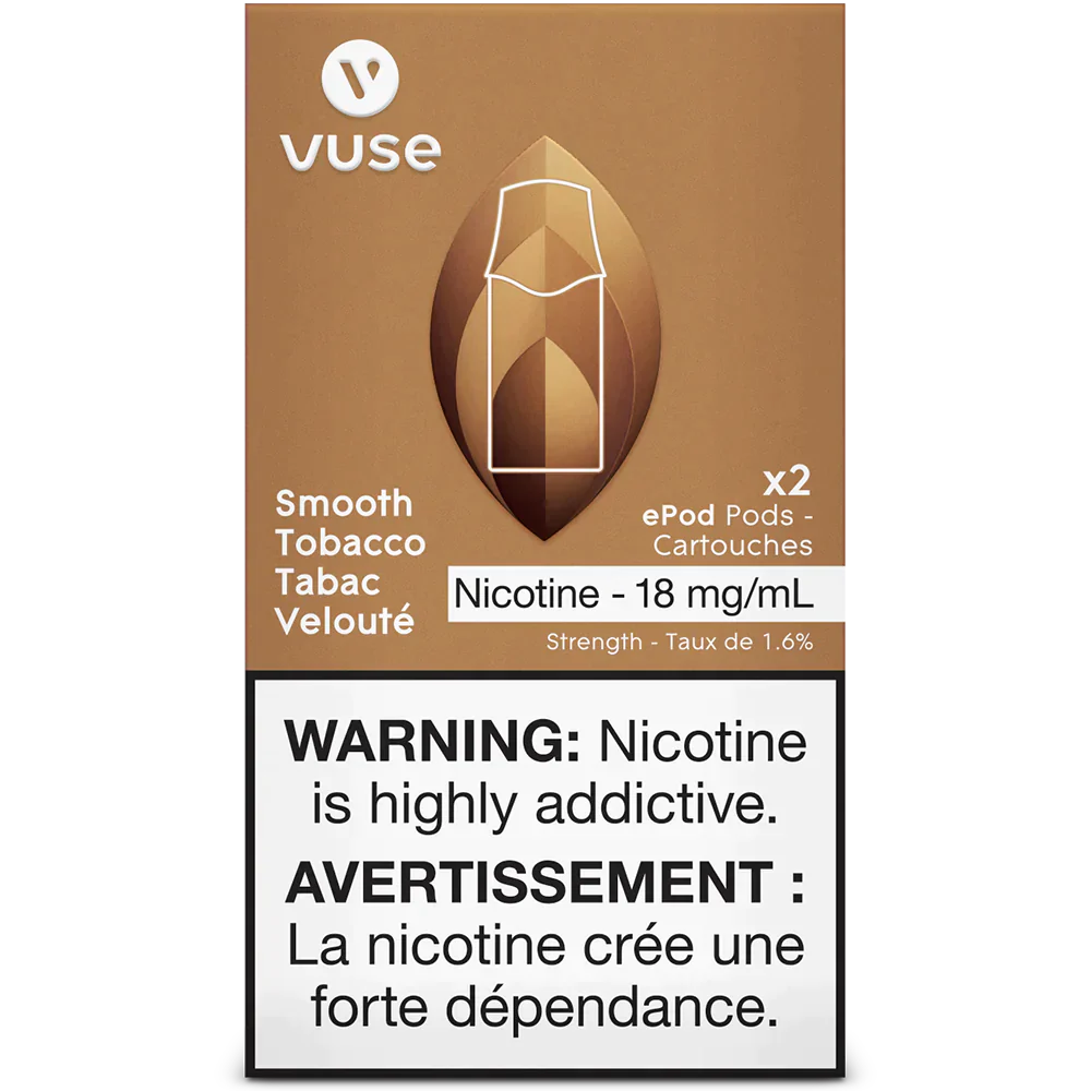 Vuse epod smooth tobacco 18mg/mL ×2