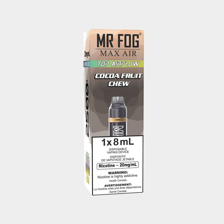 Mr fog max air 2500 cocoa fruit chew 20mg/mL disposable